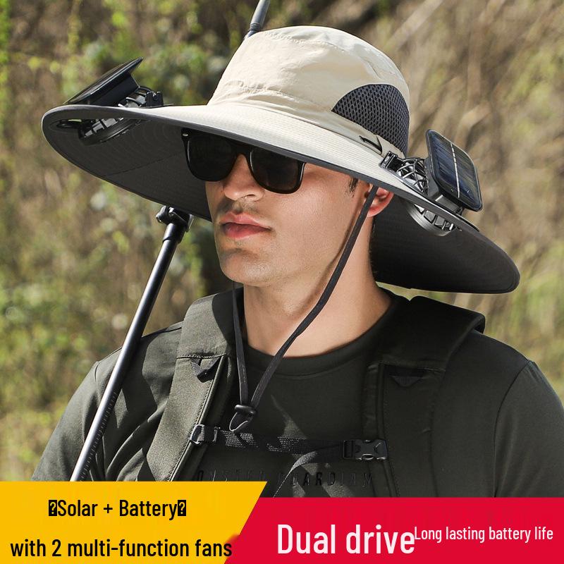 Men's Solar-Powered Cooling Hat with Fan for Outdoor Work