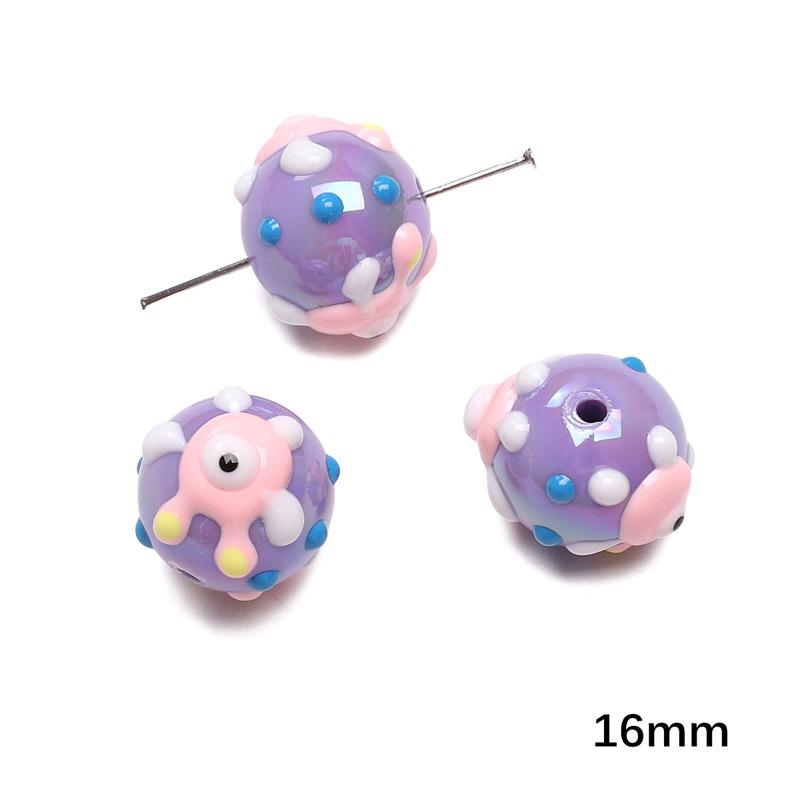 Handmade Beads Acrylic Double-sided Hand-painted Round Beads Graffiti Handmade Beads Diy Weaving Cell Phone Chain String Loose Beads Material