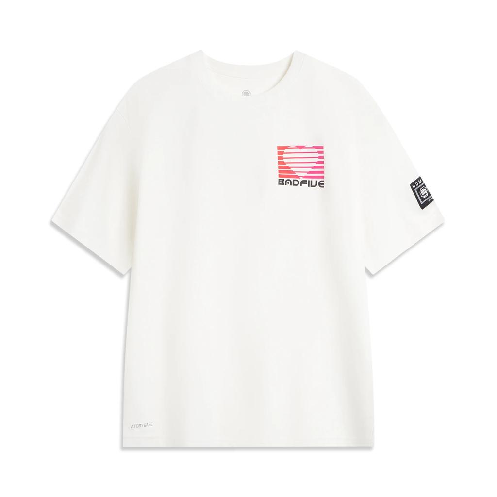 Li Ning Anti-Five Series Casual Simple Round Neck Pullover Printed Letter Loose Fashion Versatile Short Sleeve T-Shirt Men T-Shirt Off-White AHSVD13-1