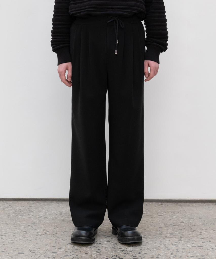 MINAV Supreme Three-Puck Elastic Waist Wide Pants [Black]