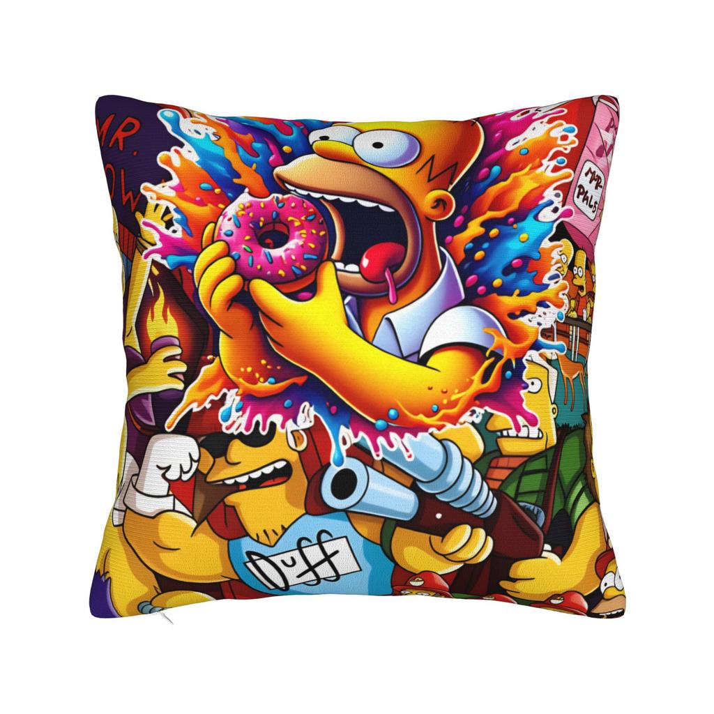 Pillow Case Bart SSimpsons Neon Print Soft Pillow Cover For Living Room Chair Fashion Pillowcases