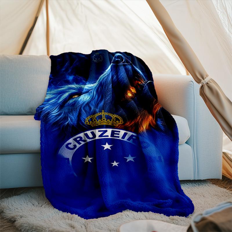 1PC Cruzeiro Esporte Clube Crest Printed Soft Flannel Blanket Throw for Adult Bedroom Living Room Sofa Camping Travel Fan gifts Christmas Gifts
