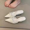 Низкий каблук Тонкий каблук Современные тапочки Платье Натягивающиеся Женская обувь 2025 Горячая распродажа Однотонные С бантом-бабочкой Милые женские тапочки