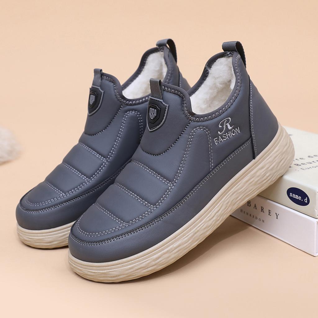 Men's Winter Warm Snow Boots Casual Non-Slip Waterproof Short Bootie With Faux Fur Lined Outdoor Walking Shoes Loafers Lightweight Sneakers for Men