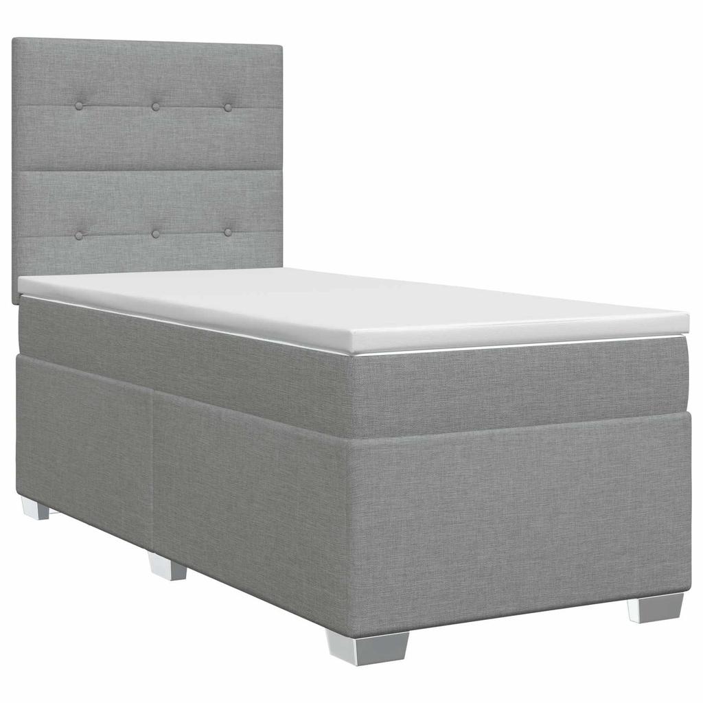 Box Spring Bed with Mattress Light Gray 80 x 200 cm Fabric