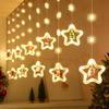 Christmas Decoration Lights Pentagram Curtain Lights LED Lanterns Stars Ice Strip Lights Snowman Santa Claus Lights