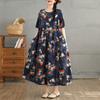 2025 Женское платье больших размеров Весна-лето Повседневное платье с цветочным принтом Базовое винтажное свободное длинное платье макси 9299