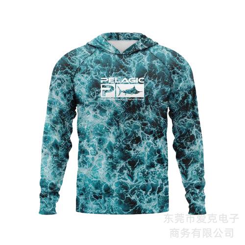 Pelagic fishing clothing summer camouflage sunscreen clothing breathable hooded fishing sportswear quick-drying T-shirt available