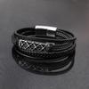 Stainless Steel Magnetic Clasp Bracelet Men Hip Hop Style Geometric Design Adjustable Length