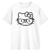 Hello Kitty Черно-белые Очки-Нерды Футболки С коротким рукавом Эстетичные Летние 100% Хлопок Круглый вырез Одежда Больших размеров