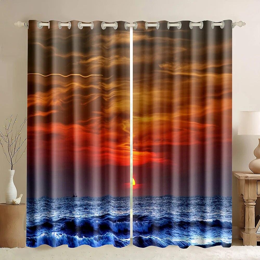 Океанский пляж закат пальмы 90% затемняющие шторы тропический остров декор приморские толстые оконные шторы для спальни гостиной