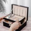 2 Layer Double-layer Jewelry Box with Lock Jewelry Display Case  Home and Travel