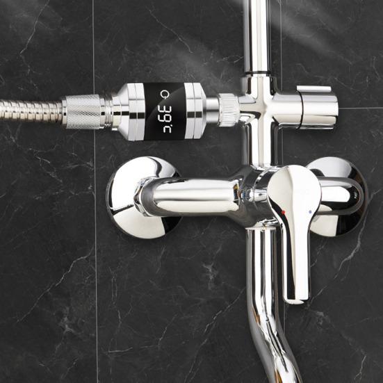 Yousheng Showerhead Thermometer Waterproof LED Digital Display High Accuracy 0.5 Degrees Celsius Anti-scald Shower Thermometer