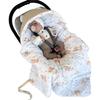 Sleeping bag with hood for car seat, velvet/cotton, 90x90 (beige + good night bears)