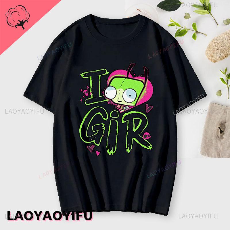 Kawaii Invader Zim Invader Gir Graphic T Shirt Zim Image Cartoon T Shirt Unisex Women Retro Tee Shirt Fashion Shirt Streetwear Tops