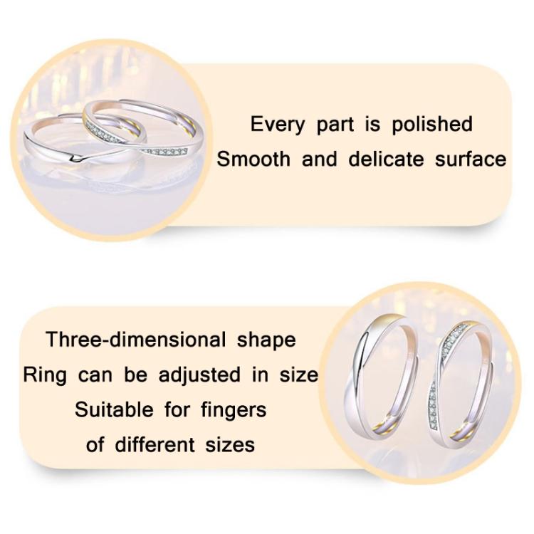 2 PCS Q38 Couples Mobius Twist Open Adjustable Ring For Womens