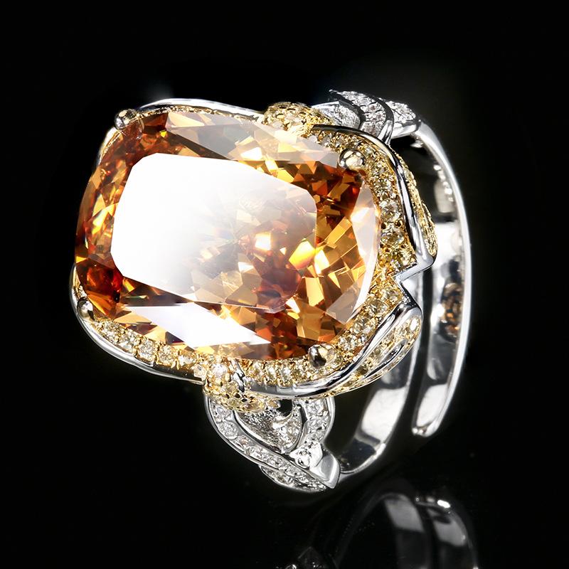 Ювелирные изделия Медь с золотым покрытием Имитация красного корунда Синяя шпинель Кольцо с бантом 12 * 16