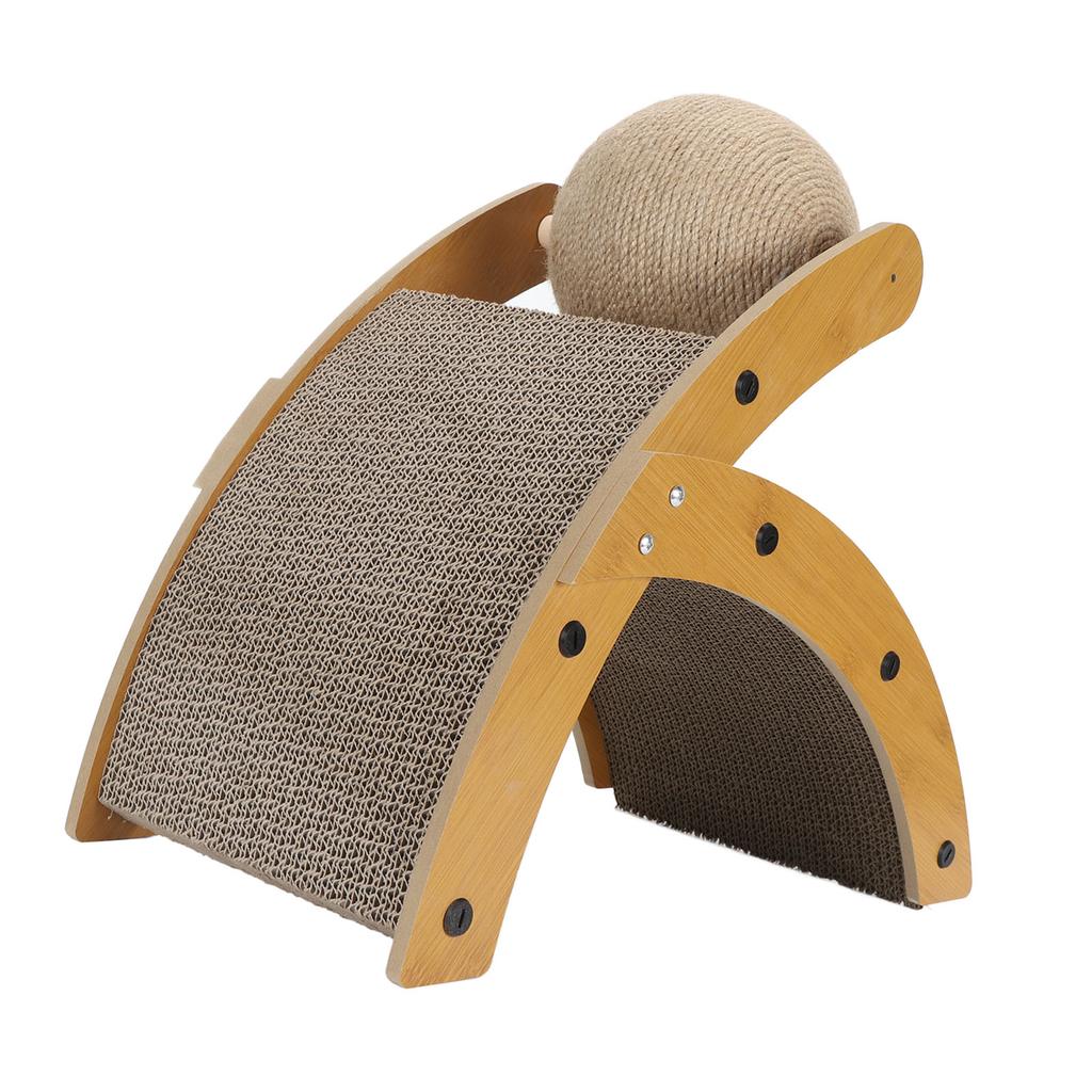 Cat Scratcher Cat Scratch Pad with Rotatable Ball Vertical Curved Cat Scratching Pad Cardboard for