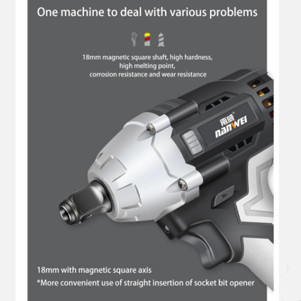 NANWEI Промышленный бесщеточный литиевый ключ 380N Аккумуляторный электрический ключ с высоким крутящим моментом Легкое снятие автомобильных шин