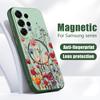 Реалистичный Чехол с Рисунком Красных Цветов Для Samsung Galaxy S26 Ultra S25 Edge S24 Plus S23 FE S22 A54 A55 A56 5G Магнитный Для Magsafe Матовый Чехол