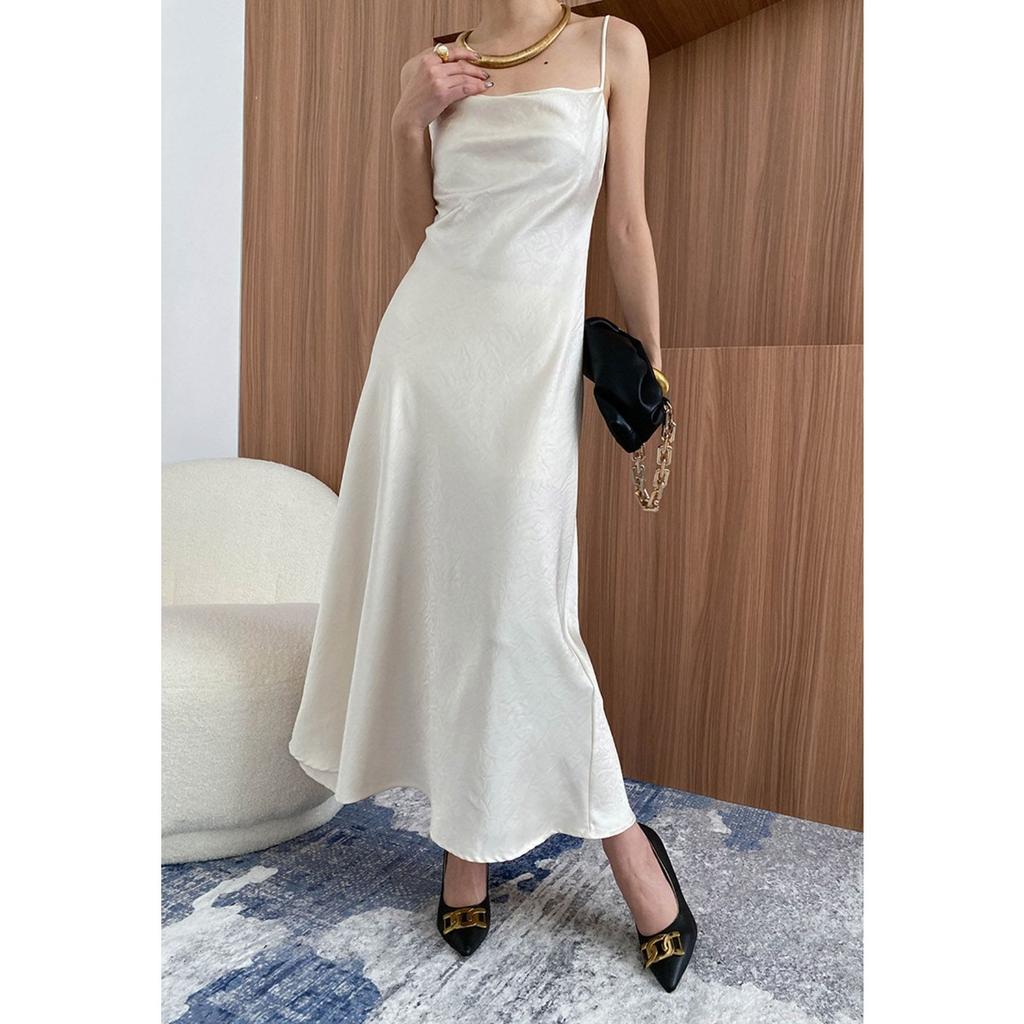 Summer Women's Sexy Backless Slip Dress, High Waist Elegant Evening Party Gown, European American Style Female Casual Sundress