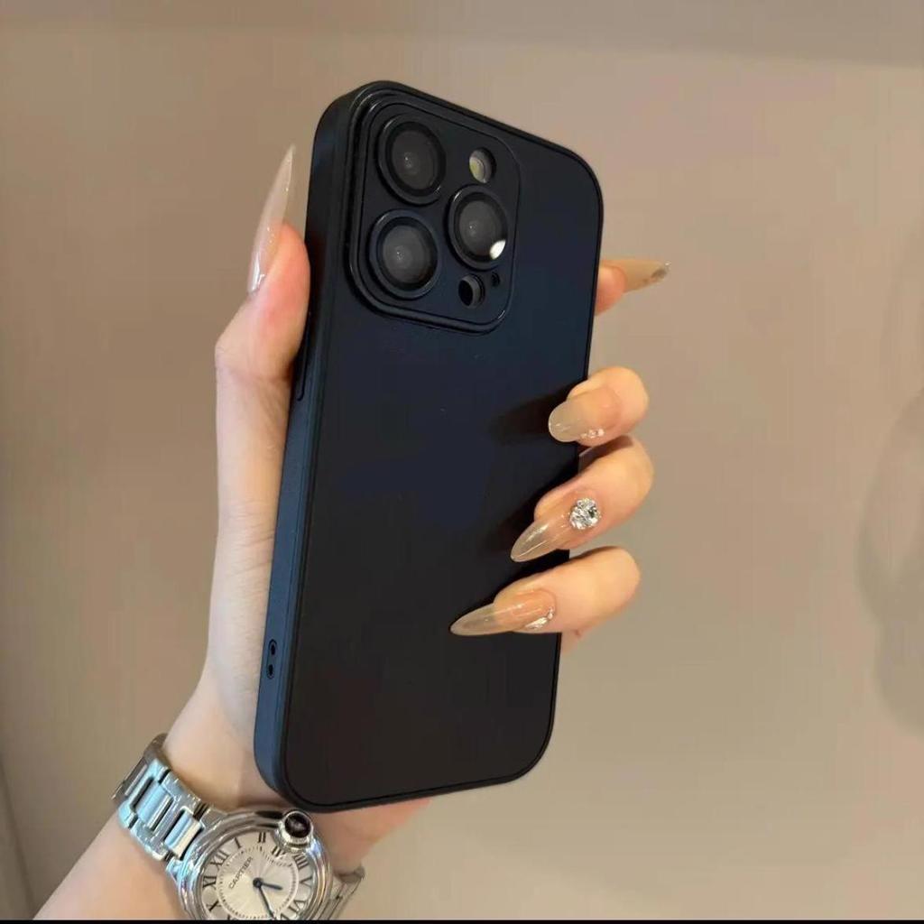Чехол для телефона из ПУ кожи для iPhone 16 15 14 Plus 13 12 11 Pro Max Защита объектива Мягкий силиконовый бампер Ударопрочный Матовый чехол
