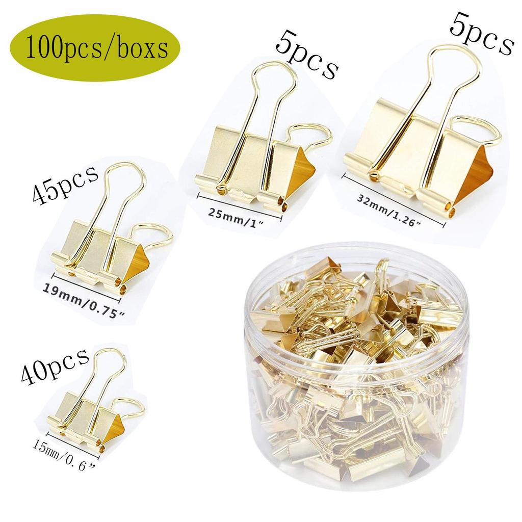 Multicolored Long-Tail & Black Metal Binder Clips Set