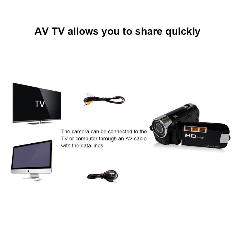 Видеокамера 16MP Full HD цифровое масштабирование Видеокамера TFT LCD экран Съемка DVR Видеокамера 2,7-дюймовый экран Просмотр воспроизведения