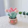 Ручная работа Тюльпан в горшке Цветочный букет Украшение DIY Крючком Материал Сумка Самодельное Украшение
