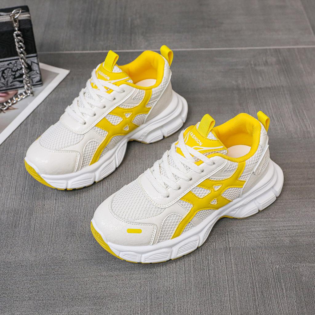 Кожаный тренд жареные уличные дышащие полые кроссовки папы женщины 2025 новый летний милый крутой толстоподошвенный сетчатый универсальный спортивный обувь