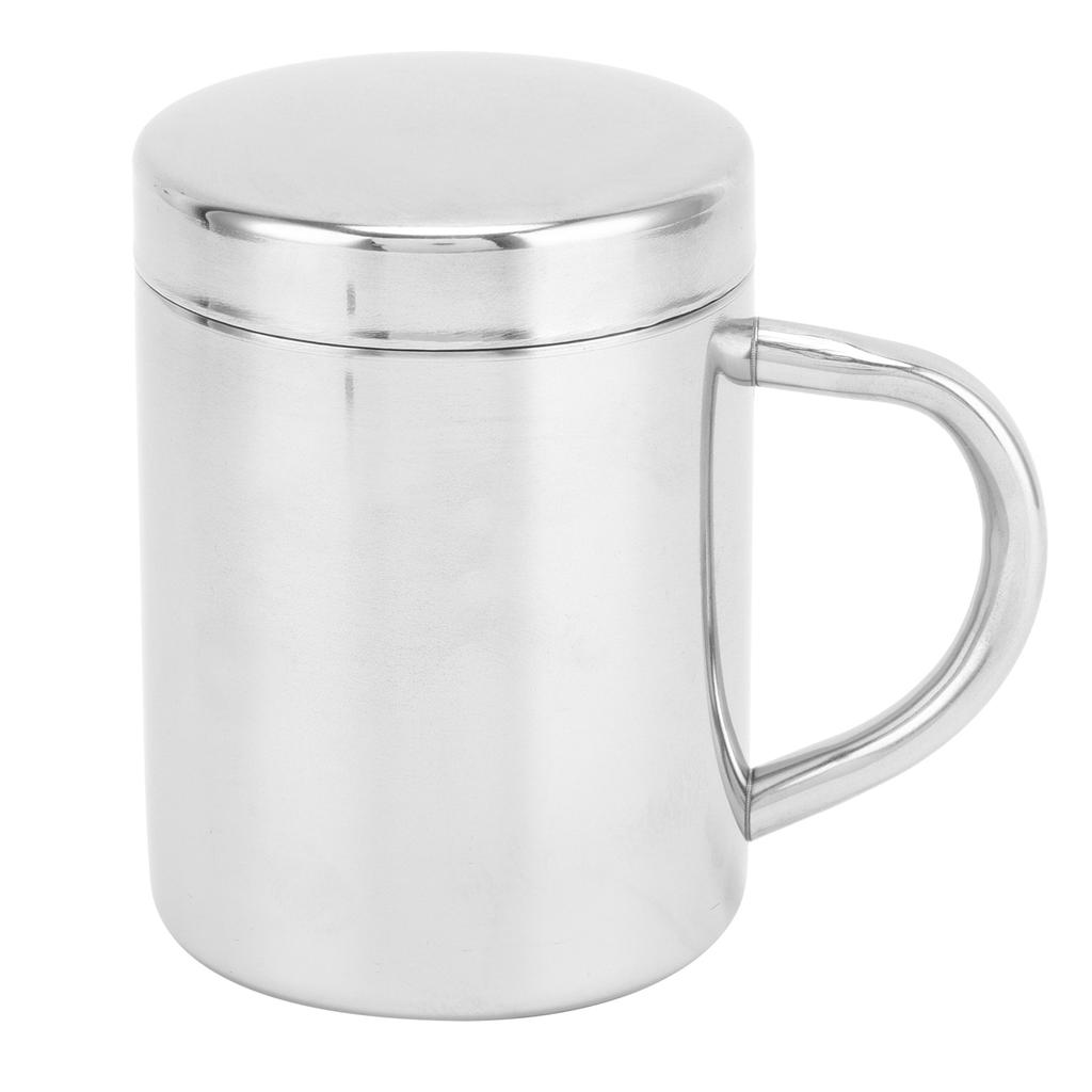 Чашка для чая, портативная, из нержавеющей стали 304, чашка для воды с ручкой для крышки, чашка для питья молока для дома и улицы