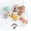 New straw children's sunshade straw hat lace bow straw sun hat bag package set for summer travel