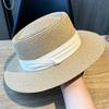 Flat Top Sunshade Straw Hat Women's Summer Sunscreen Hat Seaside Beach Vacation Photo Sun Hat