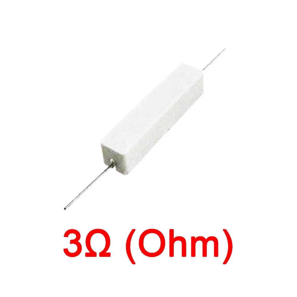 10PCS Wirewound Ceramic Cement Power Resistor Fixed Horizontal 20W Watt 0.1ohm - 100Kohm Vertical Axial Lead Resistance 5% 0.1/0.22/0.47/100/1K R Ohm