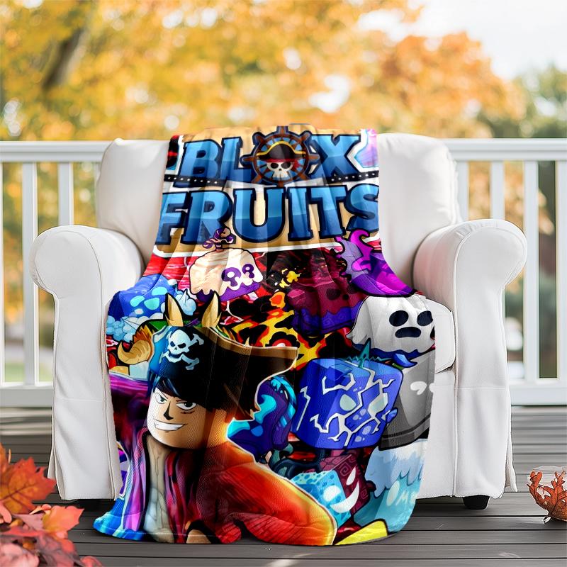 Blox Fruits Theme Printed Blanket - Perfect for Couch, Bed, Travel & Outdoor Use | Machine Washable, Cozy & Durable.