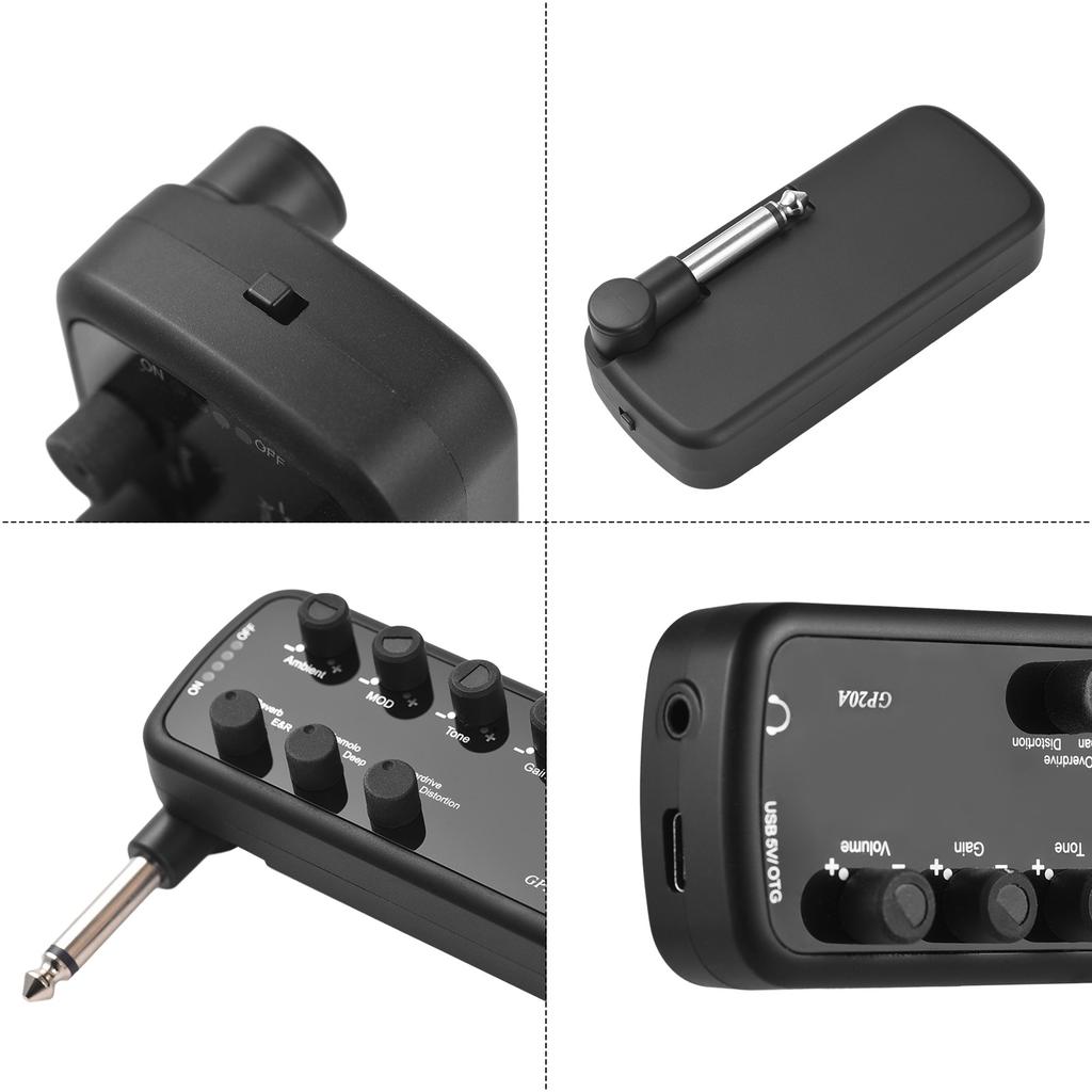 Guitar Amplifier Mini Amp Portable Headphone Guitar Amplifier Plug and Play for Electric Guitar Musical Instrument 3 Built-In Speaker Simulations OTG