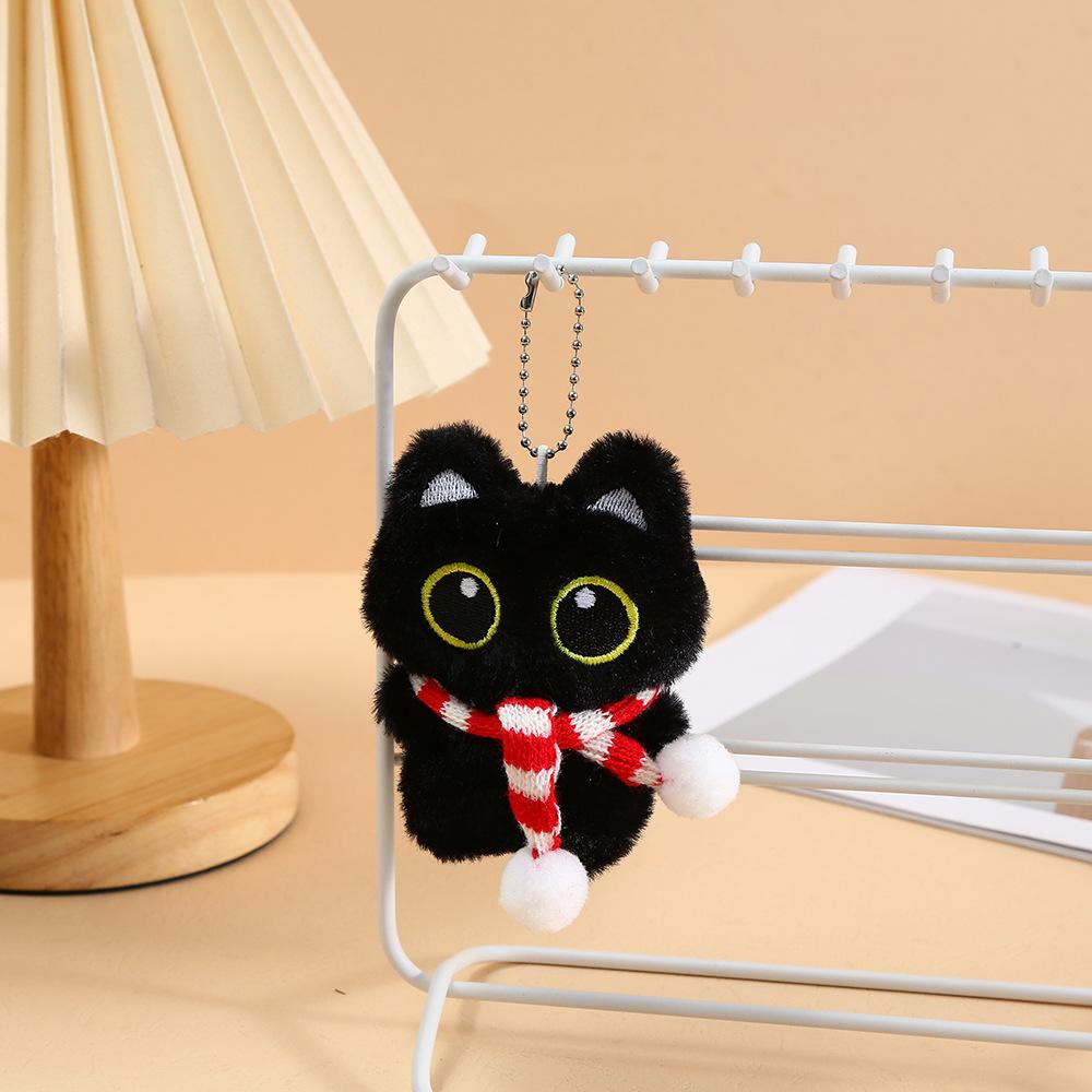 1Pcs Cute Plush Black Cat Doll Toy Keychain Bag Pendant Charms Car Keyring Accessories For Women Couples Kawaii Gift