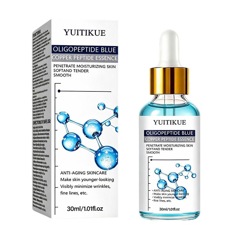 YUITIKUE Blue Copper Peptide Facial Serum 30ml Oligopeptide Anti-Wrinkle Essence Soften Tender Smooth Aging Skin