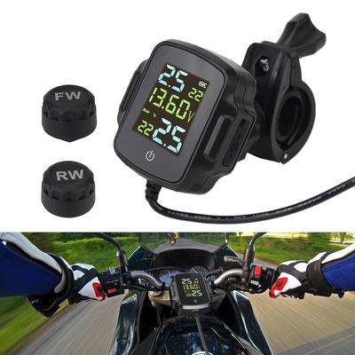 Мотоциклетный TPMS USB-зарядное устройство ЖК-дисплей с QC 3.0 Система сигнализации температуры шин с 2 внешними датчиками для телефона, планшета