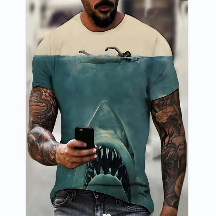 Fashion Cute Cartoon Summer Men T Shirts Lightweight Breathable Casual Kids Round Neck Sleeve Short Streetwear Oversized Tops