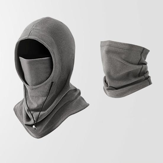 Riding Headgear Solid Color Adjustable Drawstring Windproof Winter Hat with Face Guard Elastic Fit Hat Cycling Accessory