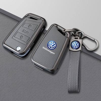 Valve Stems Caps Zinc Alloy Car Flip Key Case Cover Holder Shell Fob Protection For VW Volkswagen Golf 7 MK7 Tiguan MK2 Auto Key J444