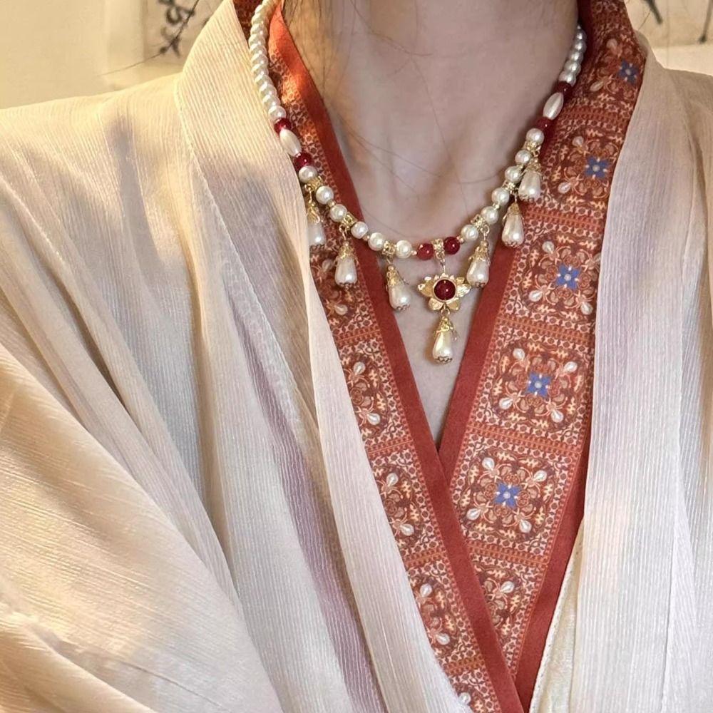 Exquisite Hanfu Necklaces Vintage Cheongsam Necklace Retro Chinese Style Necklace Clavicle Chain