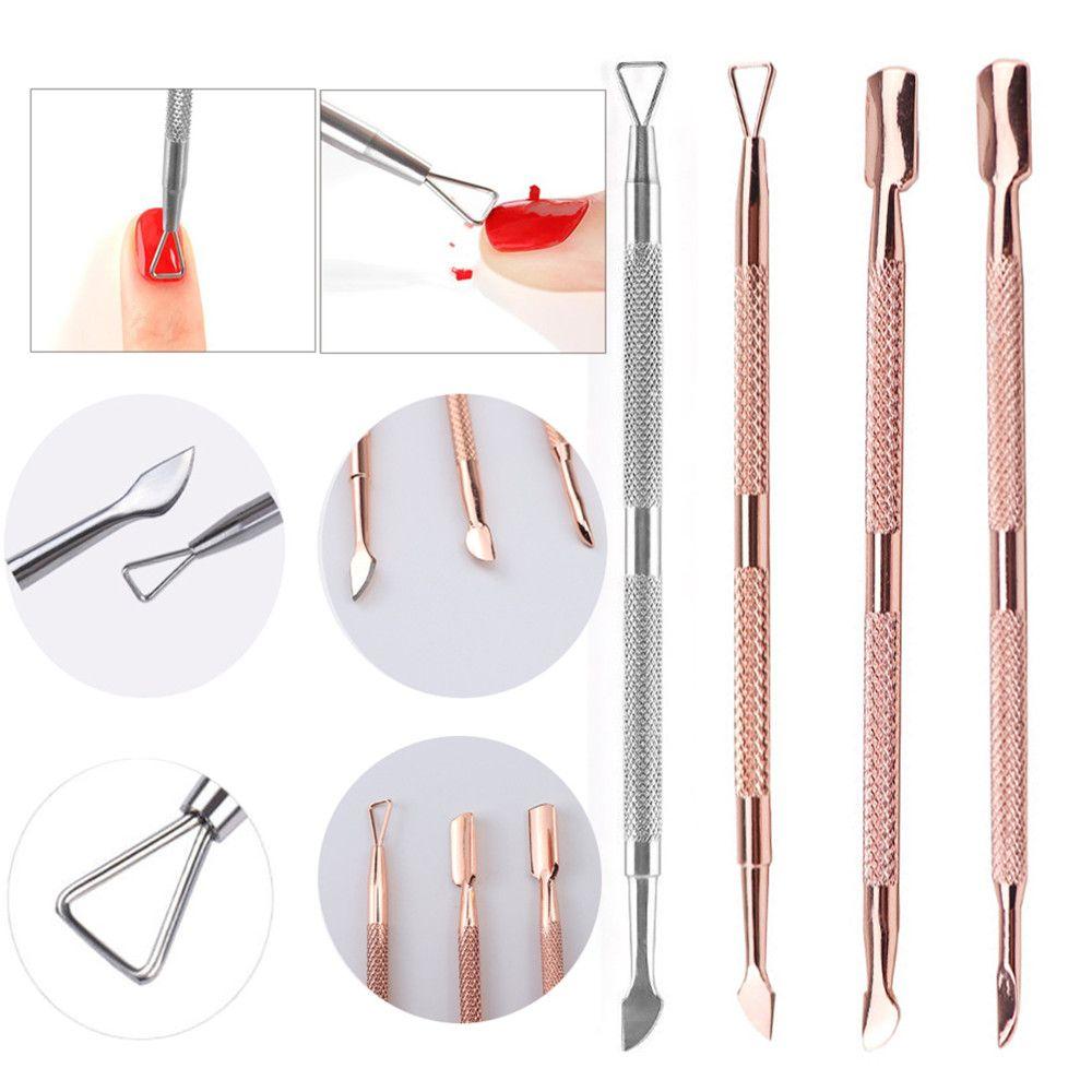 Manicure Tool Stainless Steel Triangle Rod Nail Polish Remover UV Gel Clean Stick Cuticle Pusher
