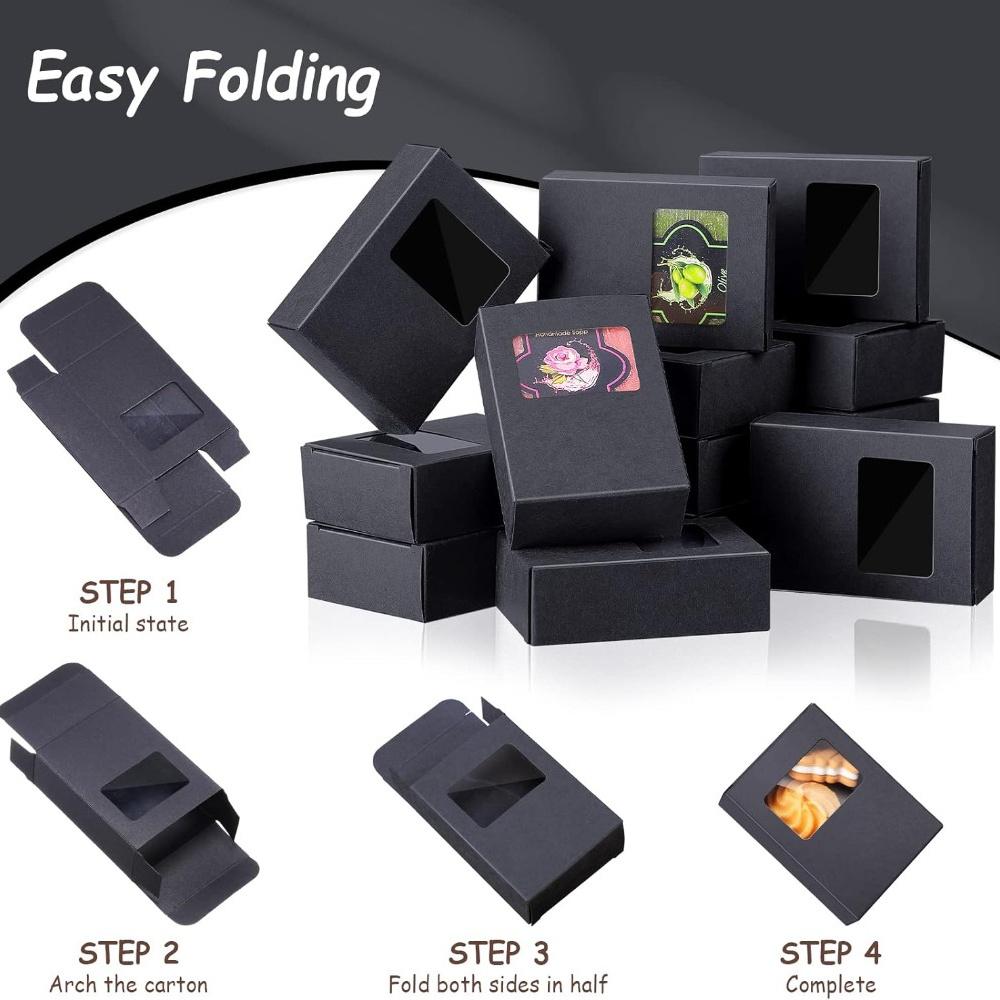 20 шт. Мини-коробка из крафт-бумаги с квадратным окошком, упаковочные коробки для мыла, подарочная коробка из крафт-картона для домашнего мыла, угощения, выпечки, конфет