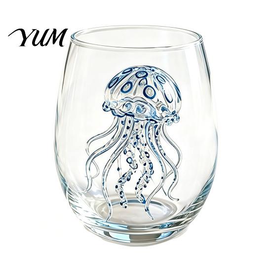 Stylish Nautical Themed Cup Marine Animal Theme Clear Glass Tumbler, Handcrafted Painted Glassware, Creative Iced Coffee Juice Unique Drinking