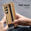 PU Leather Glass Film Pen Slot with Pen Phone Case for Samsung Galaxy Z Fold 8 6 5 4 3 Fold6 Fold8 Ultra Hinge Protection Cover