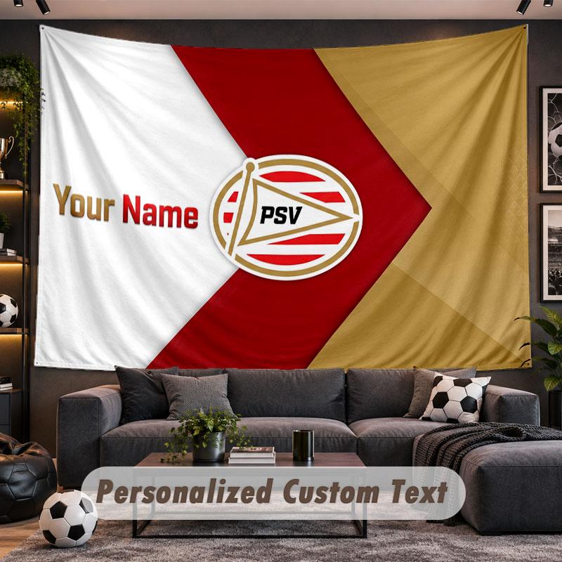 Wall Hanging Tapestry Custom NamePSV Eindhoven FC Pattern Personalized Printed Fabric Wall Decor