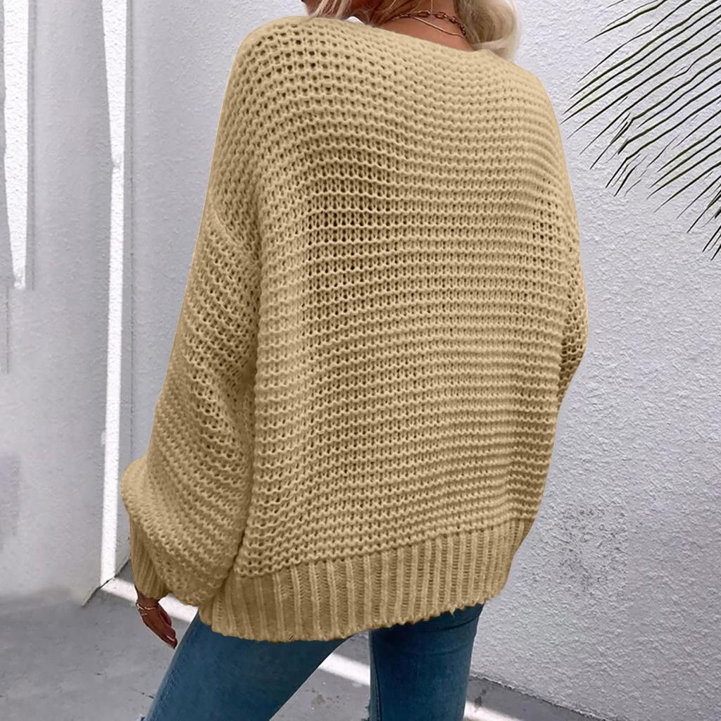 Женская мода Повседневный открытый спереди Длинный рукав Кардиганы крупной вязки Свитера Верхняя одежда Пальто