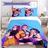 Kpop Demon Hunters Pattern Printed 3PCS Bedding Set, Soft Skin-Friendly Washable Duvet Cover & Pillowcases Set